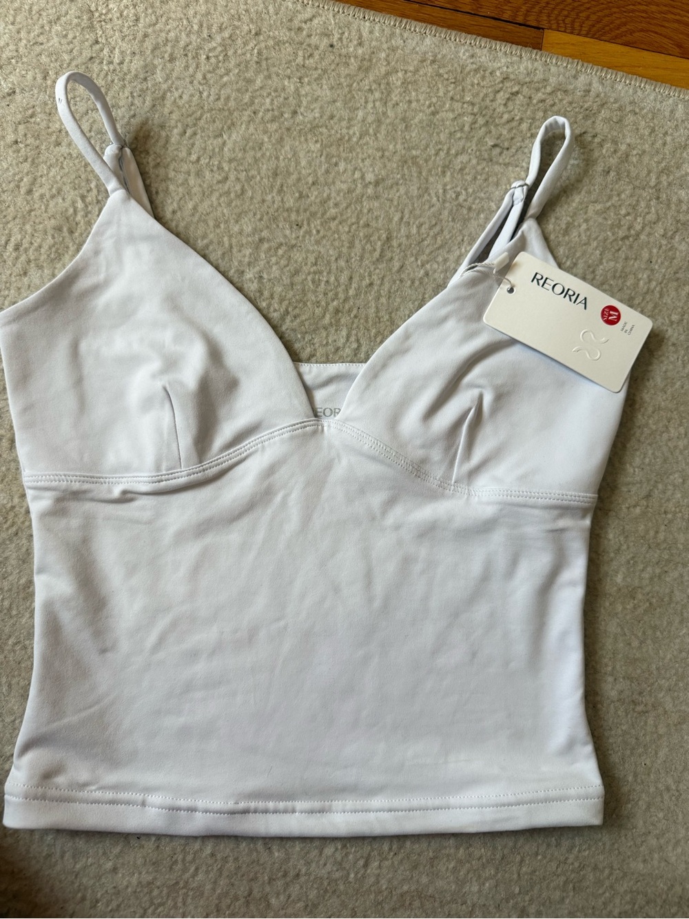 ReoRia White Tank Cami with Built-In Support